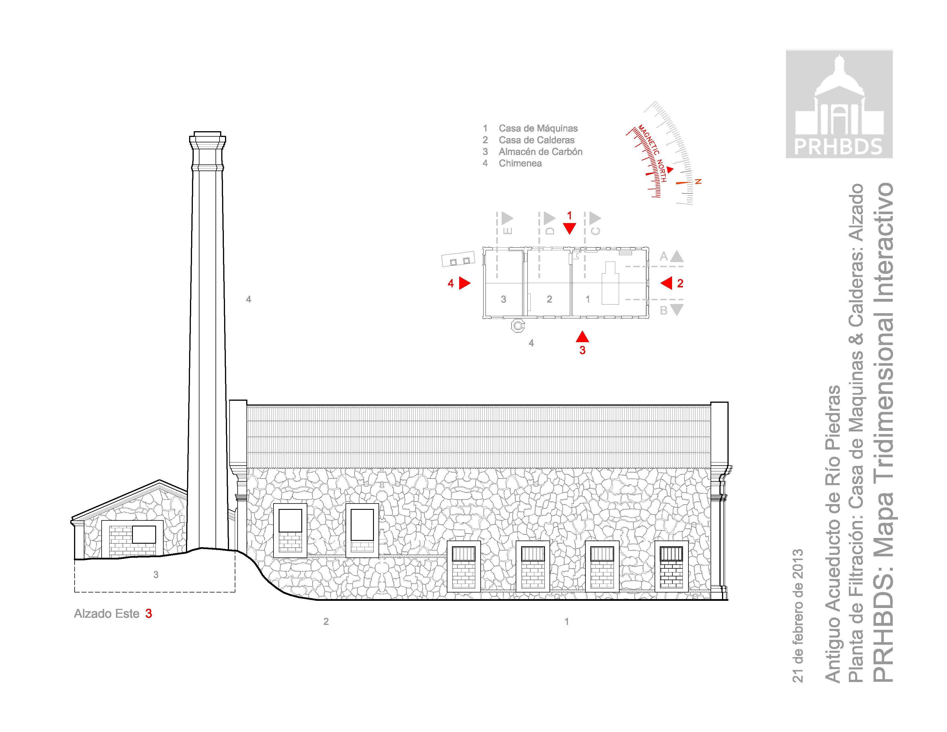 Antiguo Acueductos de Río Piedras - Casa de Máquinas & Calderas 3 - Alzado